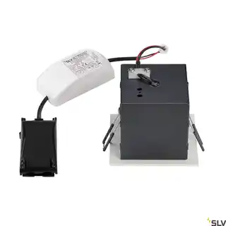 SLV KADUX LED DL SET, kwadratowa, biała, mat., 9W, 38deg 3000K, z Zasilaczem 115701