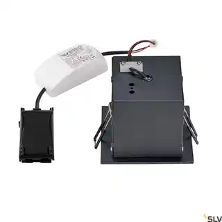 SLV KADUX LED DL SET, kwadratowa, czarna, mat., 9W, 38deg 3000K, z Zasilaczem 115700