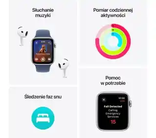 Smartwatch Apple Watch SE 2 GPS 44mm z aluminium w kolorze księżycowej poświaty paskiem sportowym S M MXEU3ET A