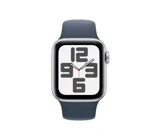 Smartwatch Apple Watch SE GPS Cellular 44mm z aluminium w kolorze srebrnym z paskiem sportowym w kolorze denim - S M