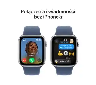 Smartwatch Apple Watch SE GPS Cellular 44mm z aluminium w kolorze srebrnym z paskiem sportowym w kolorze denim - S M