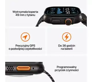 Smartwatch Apple Watch Ultra 2 GPS Cellular 49mm tytan czarny z paskiem Ocean w kolorze czarnym
