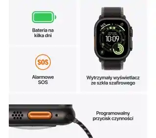 Smartwatch Apple Watch Ultra 3 GPS plus Cellular 49mm Natural Titanium Case Blue Trail Loop - S/M