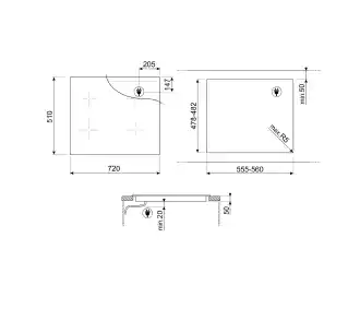 Smeg Classica SI1M4734D 72cm Płyta indukcyjna