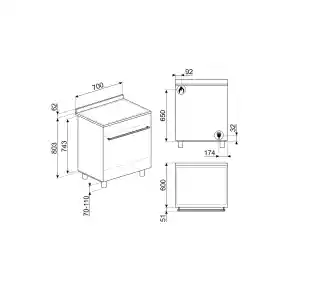 Smeg Mista B71GMX2 kuchnia gazowo elektryczna termoobieg 70 cm, stal szlachetna