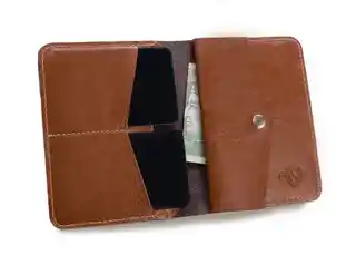 Solier Skórzany cienki portfel męski z bilonówką SW15 SLIM brąz