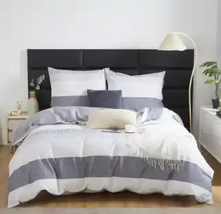 Spod Igły I Nitki Pościel 140x200 Poszewka 70X80 Dwustronna Satyna Bawełniana Komplet Paski