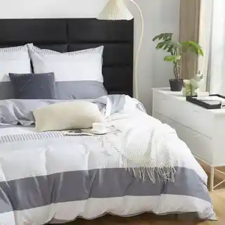 Spod Igły I Nitki Pościel 140x200 Poszewka 70X80 Dwustronna Satyna Bawełniana Komplet Paski