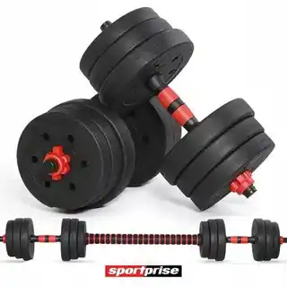 Sportprise hantle zestaw 2x10kg regulacja AD SET20, gryf sztanga, trening siłowy, stal, antypoślizgowe uchwyty
