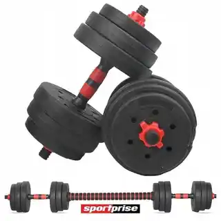 Sportprise hantle zestaw 2x10kg regulacja AD SET20, gryf sztanga, trening siłowy, stal, antypoślizgowe uchwyty
