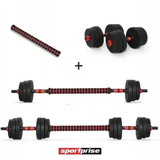 Sportprise hantle zestaw 2x10kg regulacja AD SET20, gryf sztanga, trening siłowy, stal, antypoślizgowe uchwyty