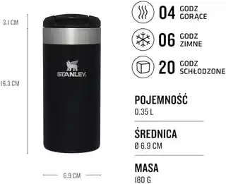 Stanley Kubek termiczny AeroLight Transit 350 ml czarny, stal nierdzewna, izolacja próżniowa, metaliczny wykończenie