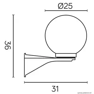 SU-MA kula kinkiet czarny biały klosz E27 250mm