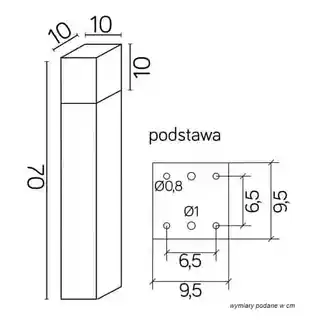 SU-MA Lampa stojąca Cube Max CB-MAX 700 czarna E27 IP44 70cm