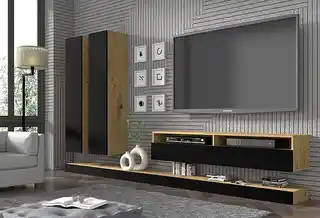 Szafka RTV MINIMAL 100 Dąb Artisan + Czarny