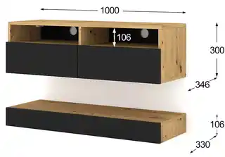 Szafka RTV MINIMAL 100 Dąb Artisan + Czarny