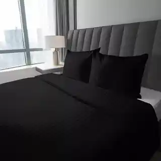 Tarino Pościel hotelowa adamaszkowa 160x200 czarna, premium, jednobarwna, paski 1 cm