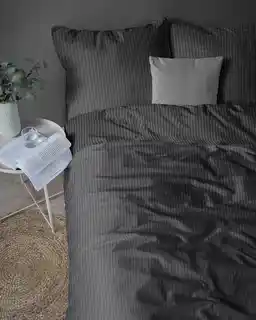 Tarino Pościel hotelowa adamaszkowa 160x200 czarna, premium, jednobarwna, paski 1 cm