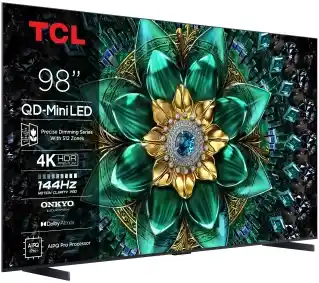 TCL 98Q6C telewizor QLED 98 cali 4K mini LED 144Hz Google TV Dolby Vision IQ Dolby Atmos HDMI 2.1 DVB-T2 czarny