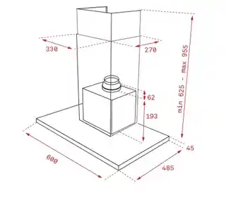 Teka Okap kominowy DLH 686 T stal nierdzewna, szerokość 90 cm, filtr węglowy, oświetlenie LED, sterowanie dotykowe