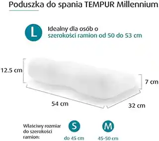 Tempur Millennium L poduszka do spania, DJ White Premium, piankowa, ergonomiczna, hipoalergiczna