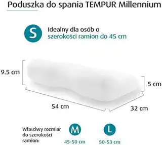 Tempur Poduszka Millennium S DJ White Premium, ergonomiczna, memory foam, hipoalergiczna