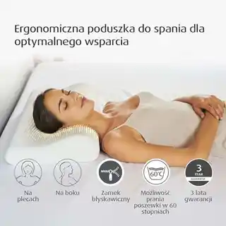 Tempur Poduszka Original Junior DJ White Premium, ergonomiczny kształt, hipoalergiczna, wysokiej gęstości pianka, certyfikat OEKO-TEX