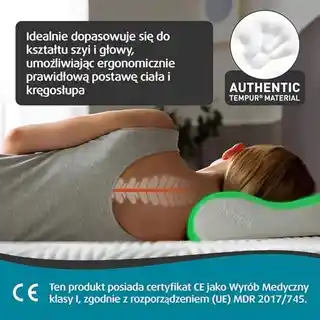 Tempur Poduszka Original Junior DJ White Premium, ergonomiczny kształt, hipoalergiczna, wysokiej gęstości pianka, certyfikat OEKO-TEX