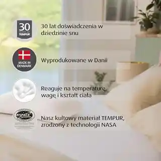 Tempur Poduszka Symphony L DJ White Premium, memory foam, ergonomiczny kształt, hipoalergiczna, pokrowiec z tkaniny oddychającej