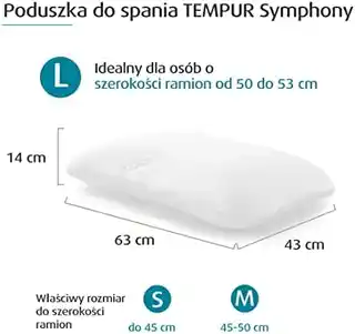 Tempur Poduszka Symphony L DJ White Premium, memory foam, ergonomiczny kształt, hipoalergiczna, pokrowiec z tkaniny oddychającej