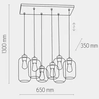 TK Lighting Lampa wisząca Marco Green 3328, owalna, szklana, wielokolorowa, 6-punktowa, przezroczysta, zielona, brązowa