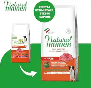 Trainer Natural Dog Natural Trainer Medium, wołowina z ryżem i żeń-szeniem - 12 kg