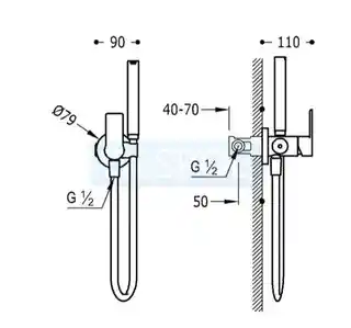 Tres 205.222.01 CLASS- Bateria podtynkowa do bidetu lub WC, DO KARTONGIPSU, chrom