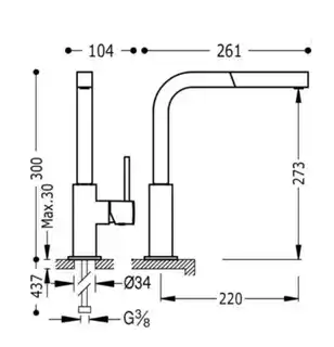 Tres Exclusive Bateria kuchenna wysoka z wyciąganą wylewką biały mat 006.437.BM