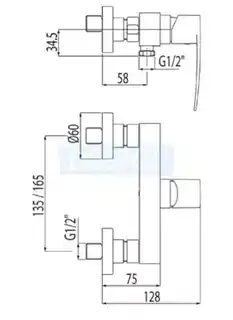 Tres Flat- Bateria prysznicowa natynkowa chrom 204.167.01