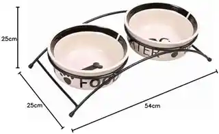 Trixie zestaw misek ceramicznych na stojaku Eat on Feet 2,6 litra, 25 cm, biało czarne