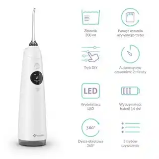 Truelife irygator AquaFloss Compact C300, biały, akumulator, 300ml, dysze, cichy, ergonomiczny