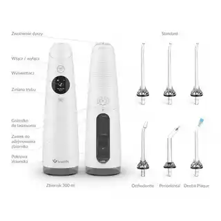 Truelife irygator AquaFloss Compact C300, biały, akumulator, 300ml, dysze, cichy, ergonomiczny