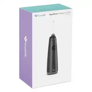 Truelife irygator AquaFloss Compact C300 czarny, akumulatorowy, 300 ml, dysza rotacyjna, cicha praca