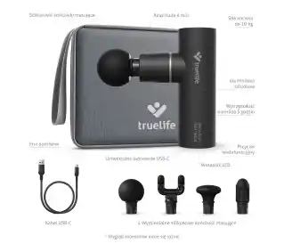 TrueLife RelaxGun G6 Metal 4 nakładki 3200obr/min 5h Pistolet do masażu