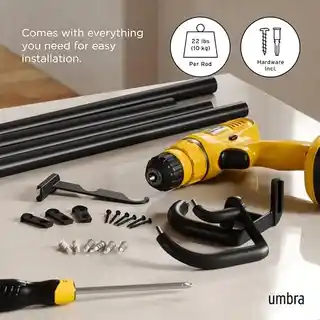 Umbra Karnisz Twilight podwójny 76-213cm czarny do zasłon zaciemniających