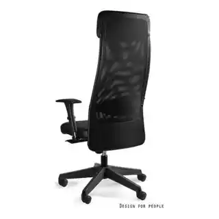 Unique fotel biurowy ARES Soft HL skóra naturalna czarna, regulacja wysokości, podłokietniki, nowoczesny design