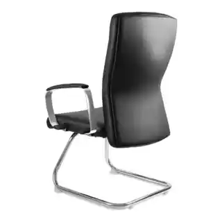 Unique fotel gabinetowy Adella Skid czarny ekoskóra płozy, niski, biurowy