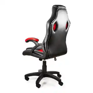 Unique fotel gamingowy DYNAMIQ V7 czarno-czerwony, ergonomiczny, regulowany, skórzana tapicerka, podłokietniki, wysokie oparcie