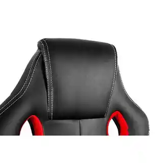 Unique fotel gamingowy DYNAMIQ V7 czarno-czerwony, ergonomiczny, regulowany, skórzana tapicerka, podłokietniki, wysokie oparcie