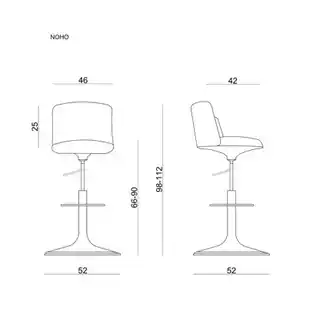 Unique Hoker Noho Szary krzesło barowe ekoskóra, nowoczesny design, regulowana wysokość, stabilna podstawa, komfortowe siedzisko