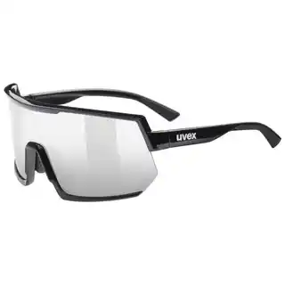 Uvex Okulary rowerowe Sportstyle 235 czarny szary, poliwęglanowe soczewki, regulowane zauszniki, filtr UV 400