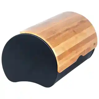 Vilde Chlebak stalowy drewniany czarny 38x24x20 cm