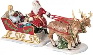 Villeroy Boch figura świąteczny świecznik sanie św. Mikołaja Christmas Toys, ceramika, dekoracja bożonarodzeniowa
