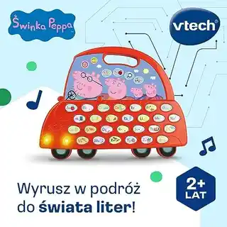 Vtech Samochód edukacyjny Peppa Peppy 61806, interaktywny, nauka liter, dźwięki, kolor czerwony